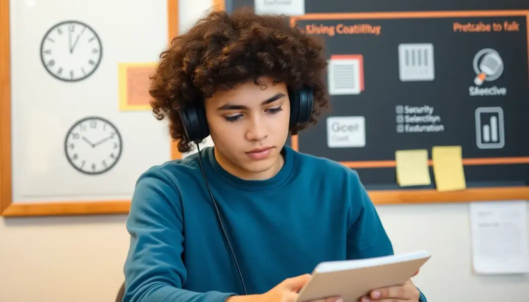 Pump Up Your Productivity: Podcasts Teens Can't Miss Teen immersed in a lively podcast experience.