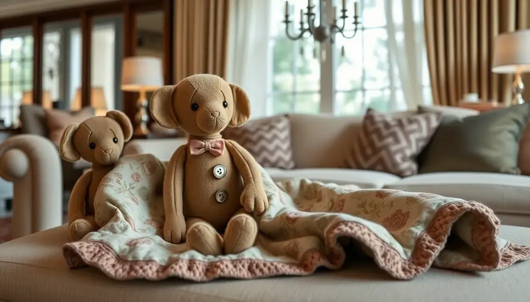 Eco-Elegance: Crafting Luxe Toys from Recycled Treasures A craftsman’s elegant workshop with high-end recycled materials.
